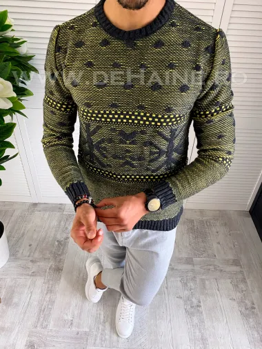 Pulover barbati gros slim fit gri T3566 87-3.2